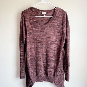 LOGO by Lori Goldstein Brown Orange Marled Cashmere Blend Tunic Sweater